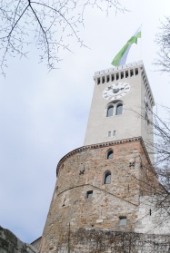 Clock tower overlooking Ljubljana